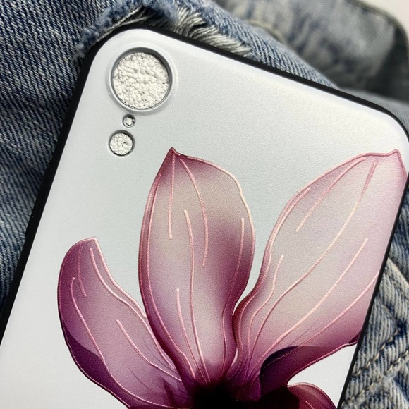 iPhone 6s Case NEW White Purple Floral Print Silicone Matte Cover - Picture 3 of 6
